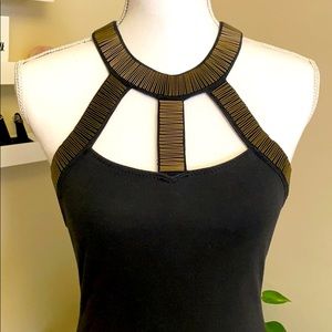 Gorgeous Gold Detailed Black Bodysuit